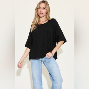Basic Bae Full Size Bamboo Round Neck Exposed Seam T-Shirt
